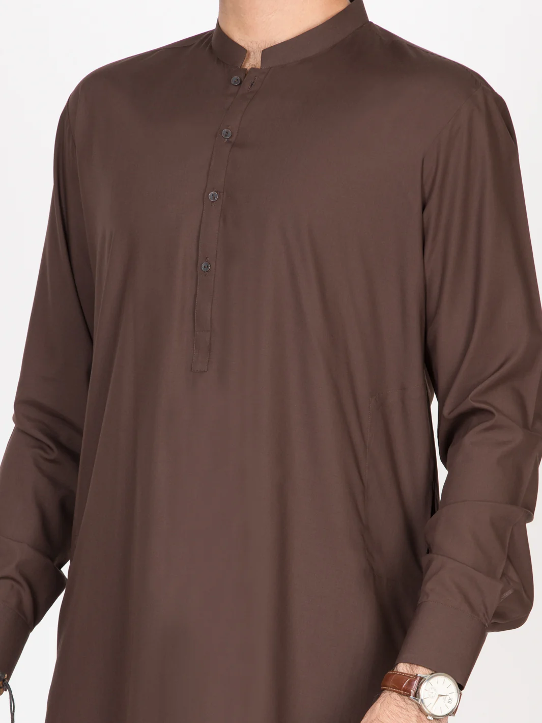 Brown Blended Kameez Shalwar - AL-KS-2588 - Image 2