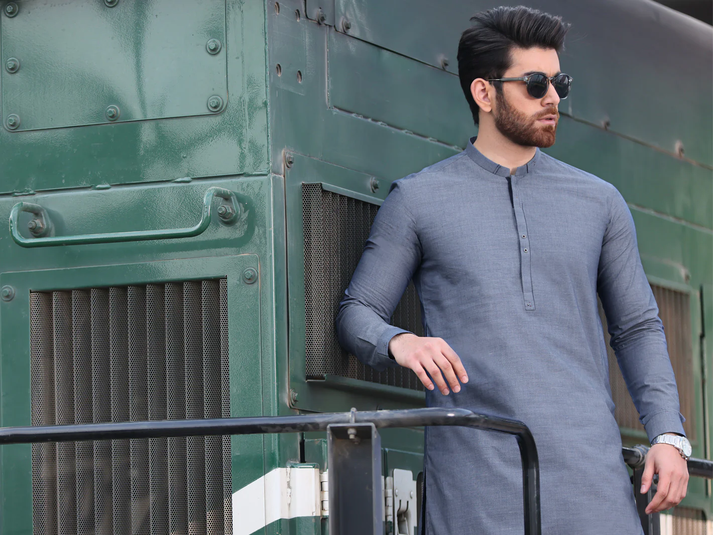 Blue Blended Kameez Shalwar - AL-KS-2590 - Image 4