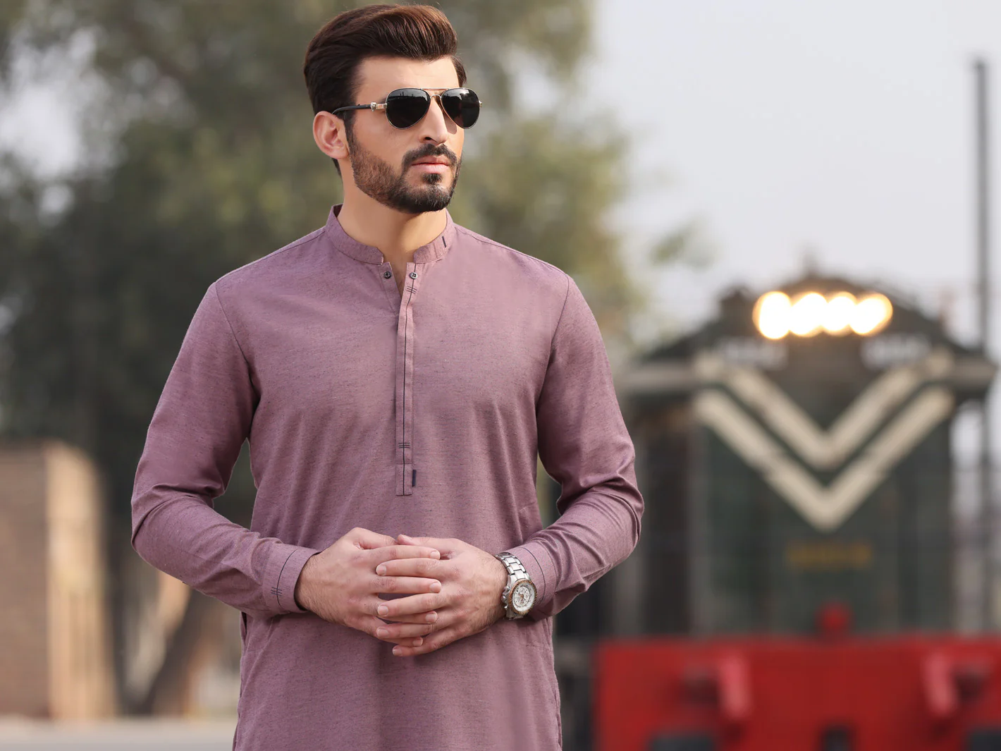 Plum Blended Kameez Shalwar - AL-KS-2593 - Image 3