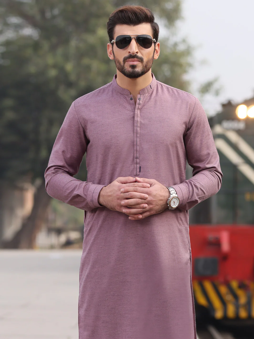 Plum Blended Kameez Shalwar - AL-KS-2593 - Image 4