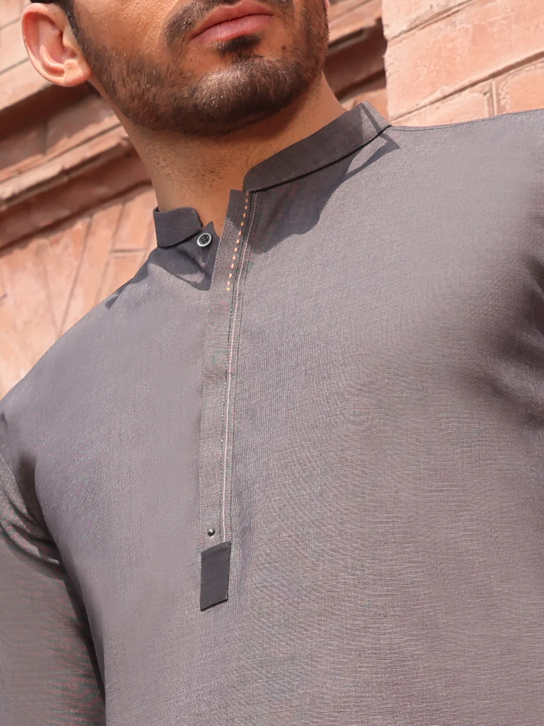 Grey Blended Kameez Shalwar - AL-KS-2594 - Image 2
