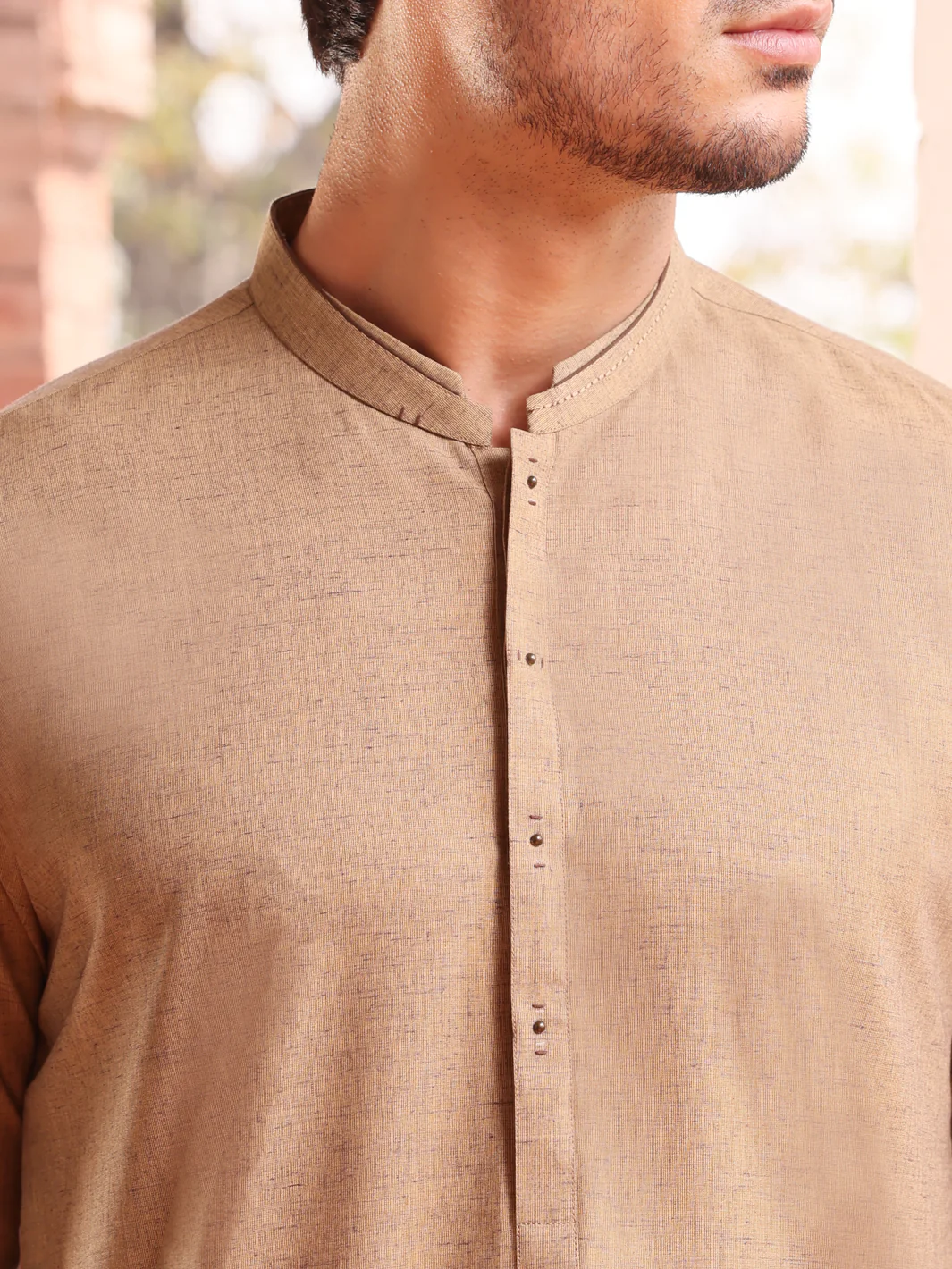 Beige Blended Kameez Shalwar - AL-KS-2595 - Image 2