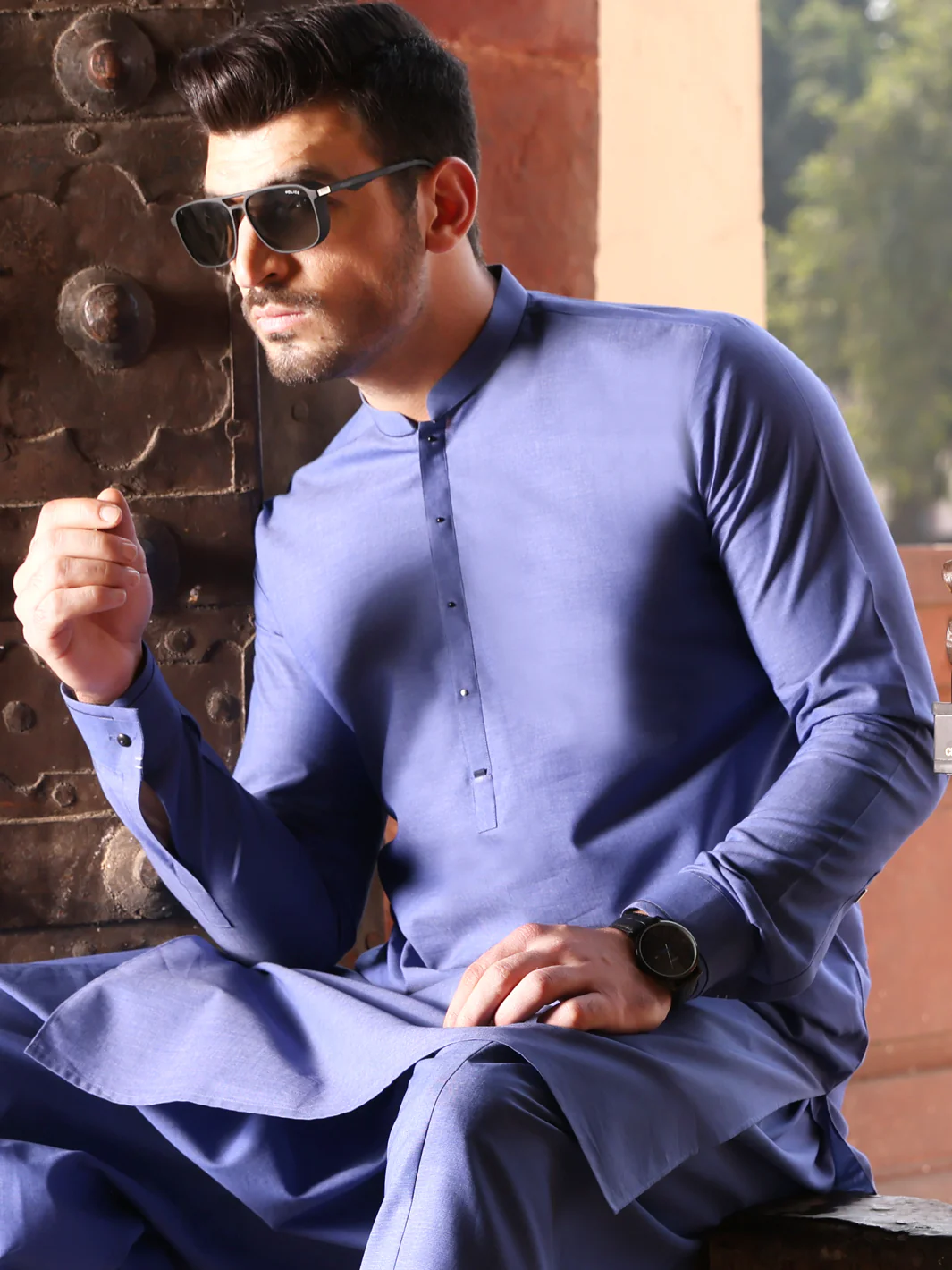 Blue Blended Kameez Shalwar - AL-KS-2597 - Image 4