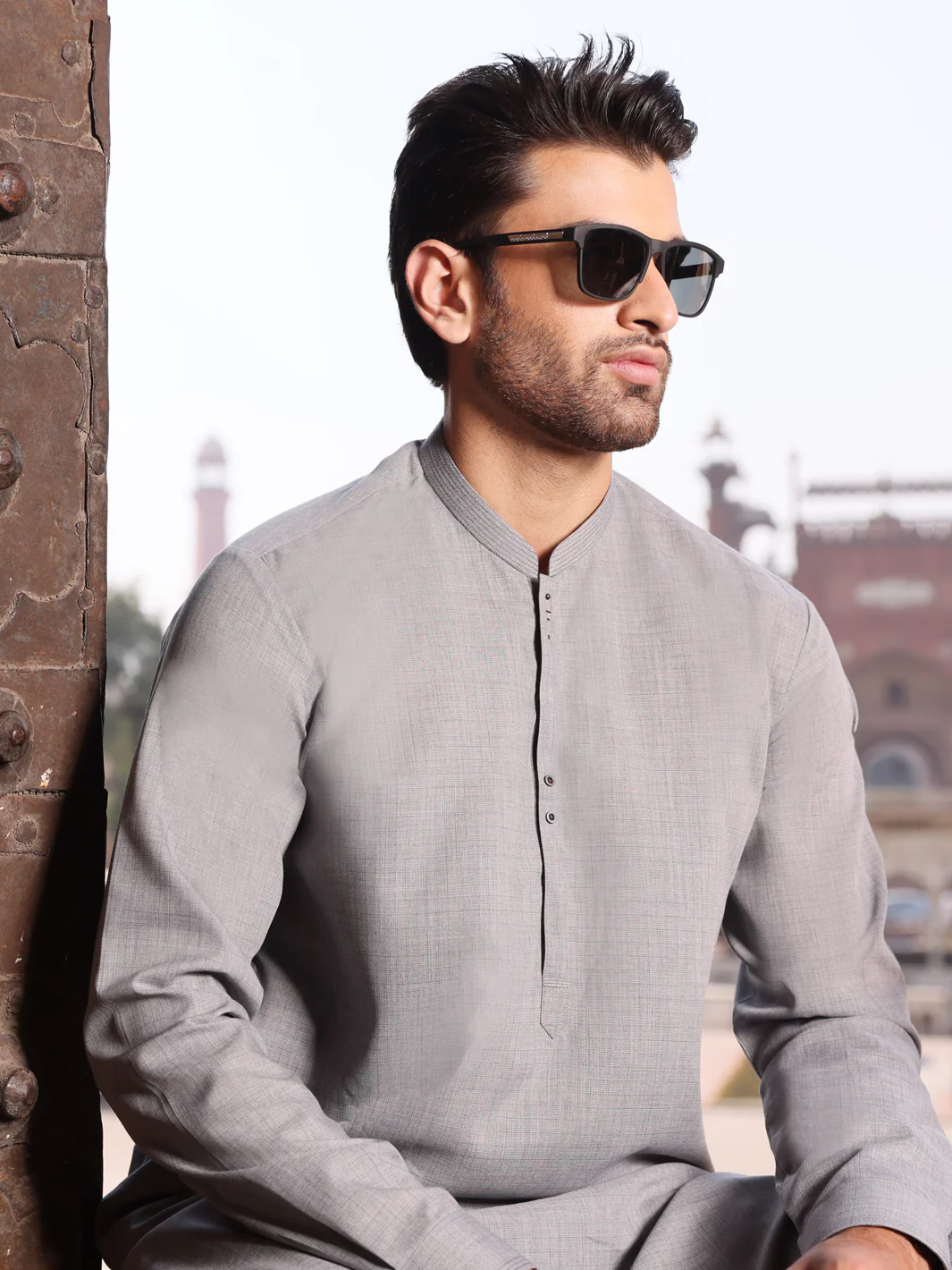 Light Gray Blended Kameez Shalwar - AL-KS-2605 - Image 3