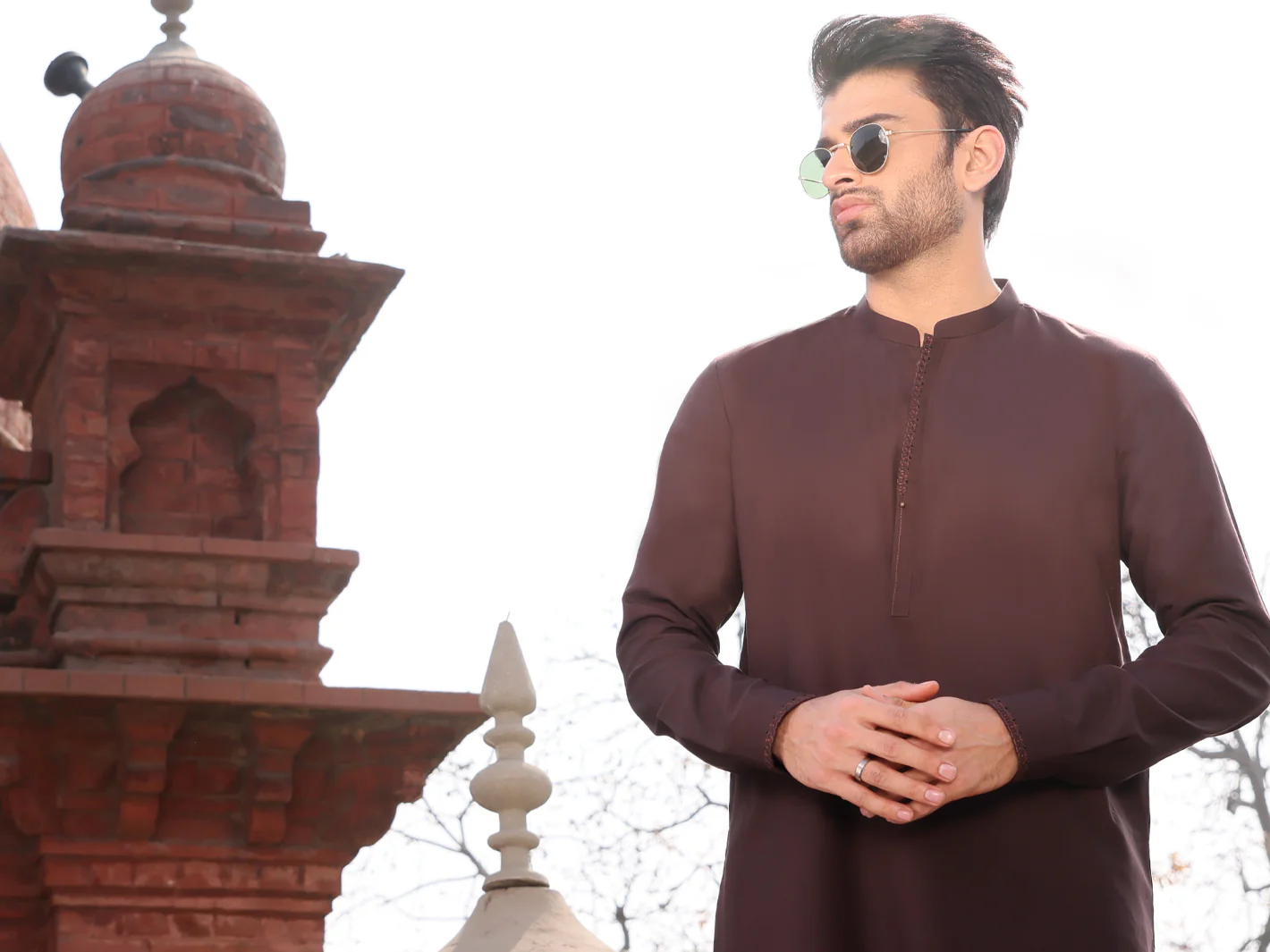 Dark Brown Blended Kameez Shalwar - AL-KS-2607 - Image 3