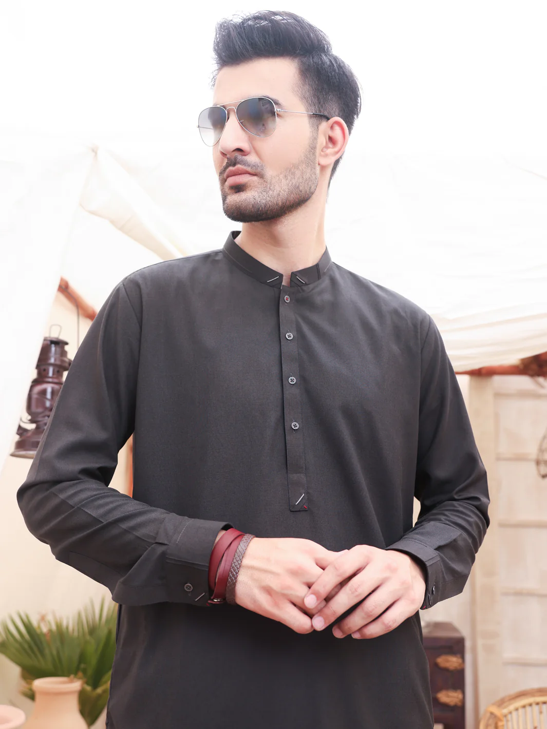 Charcoal Grey Kurta Shalwar - AL-KS-2613 - Image 2