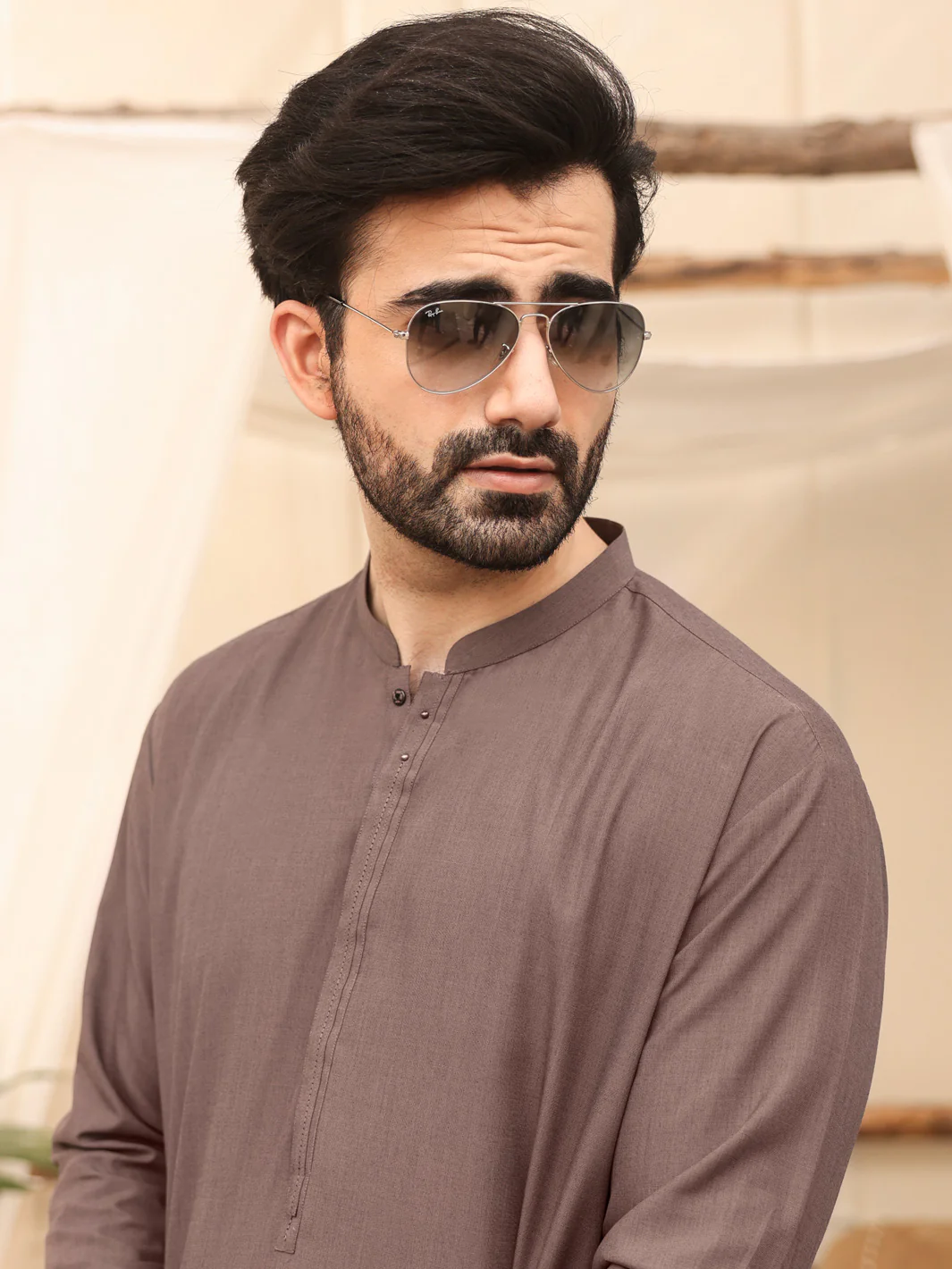 Light Purple Blended Kameez Shalwar - AL-KS-2619 - Image 2