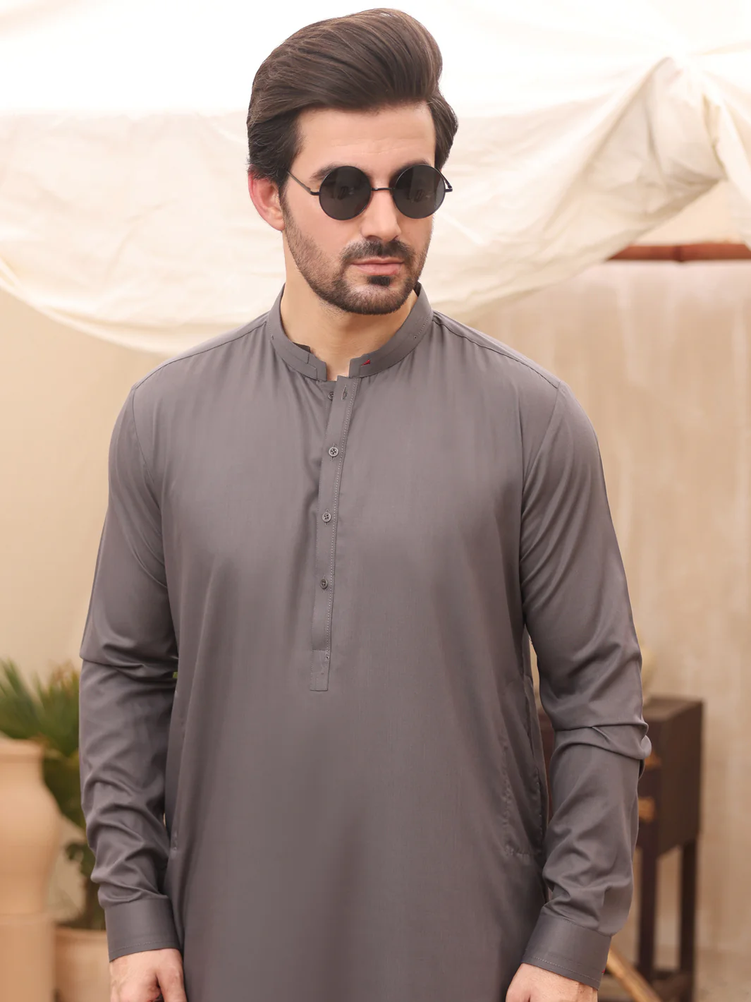 Grey Blended Kameez Shalwar - AL-KS-2633 - Image 3