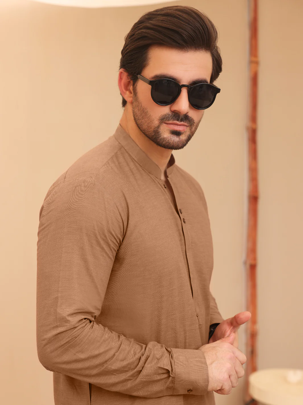 Brown Cotton Kameez Shalwar - AL-KS-2638 - Image 2