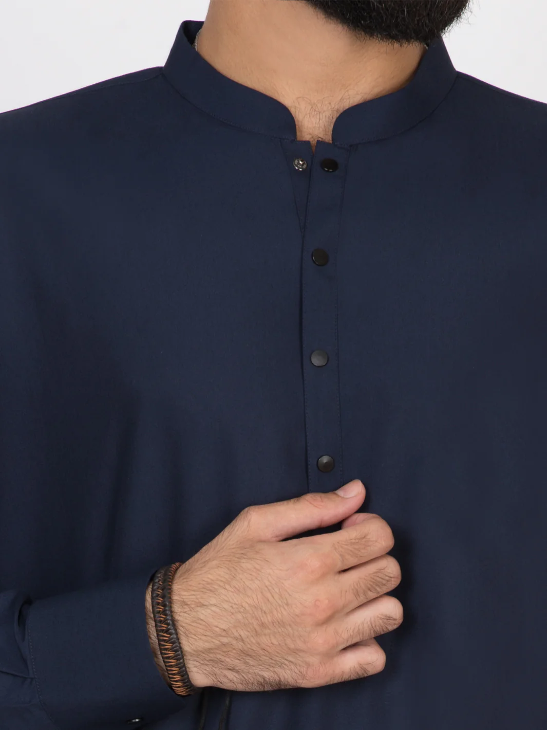 Navy Blue Blended Kameez Shalwar - AL-KS-2646 - Image 2
