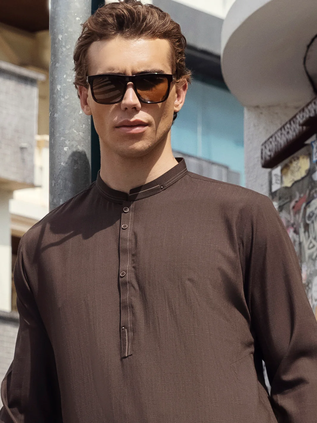 Brown Kurta Shalwar - AL-KS-2668 - Image 3