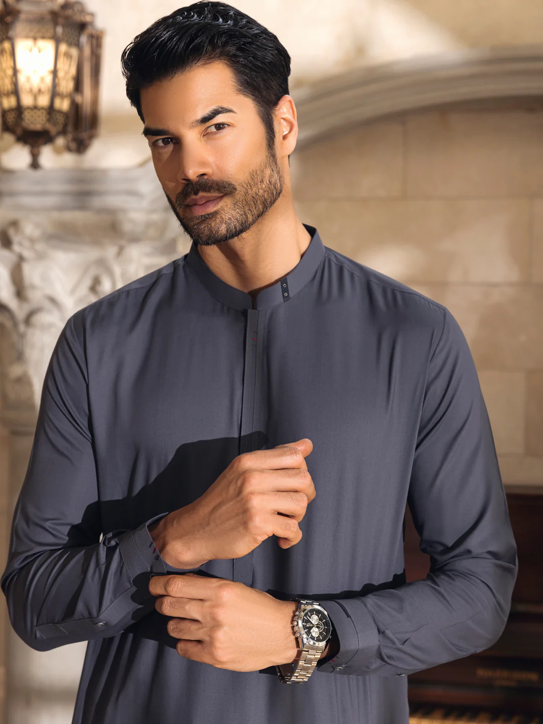 Grey Kameez Shalwar - AL-KS-2671 - Image 2