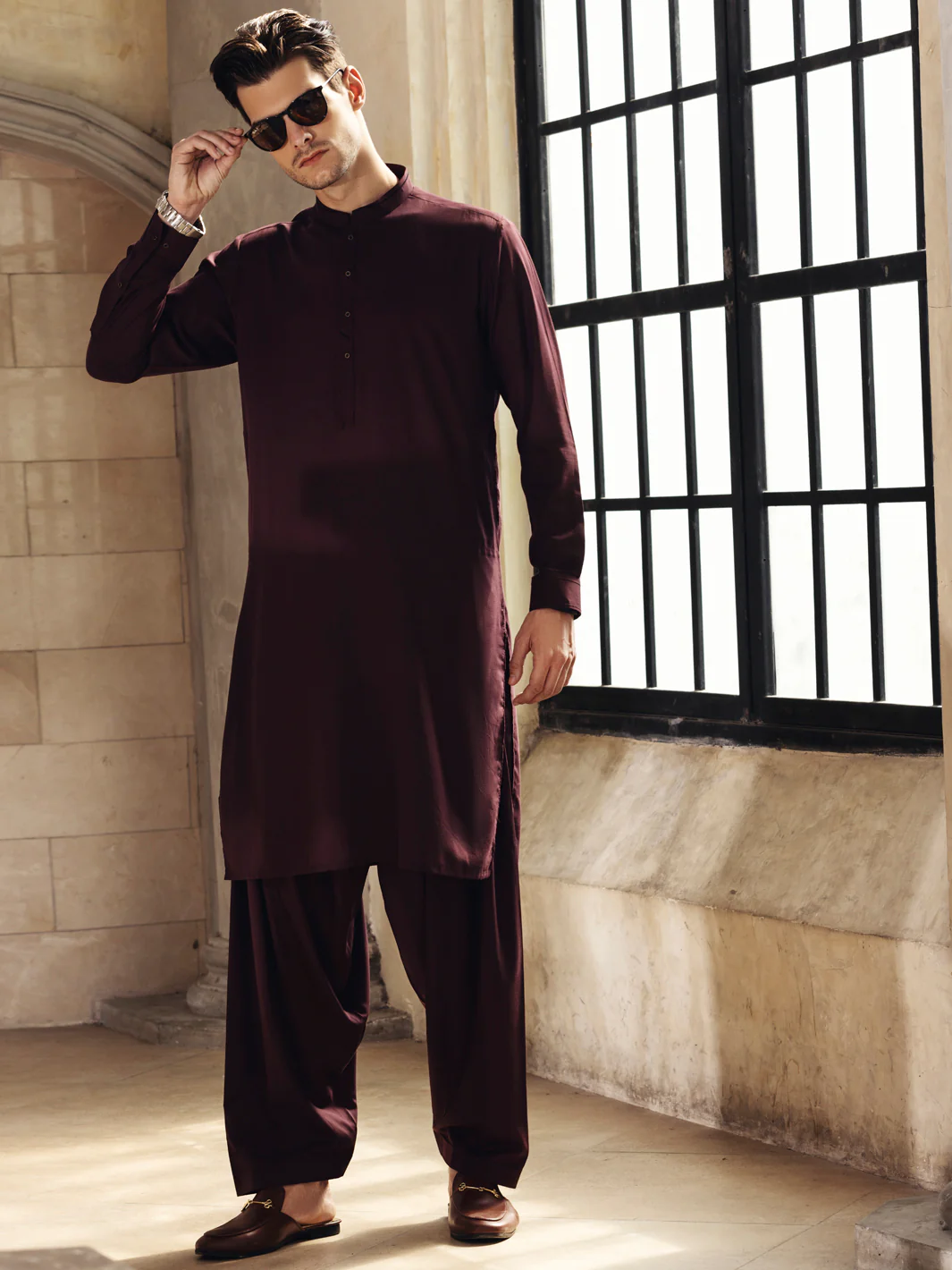 Maroon Kameez Shalwar - AL-KS-2679