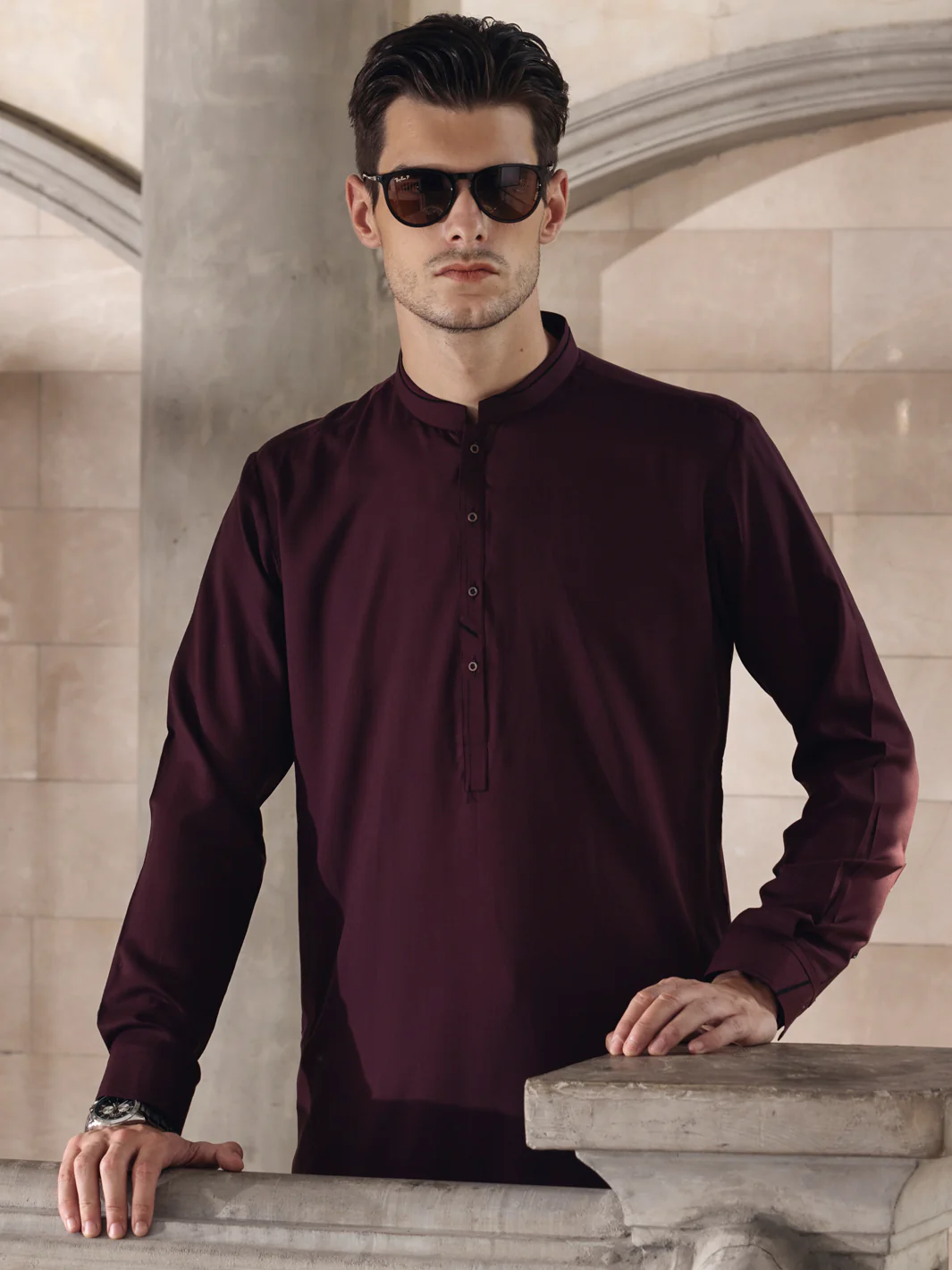 Maroon Kameez Shalwar - AL-KS-2679 - Image 2
