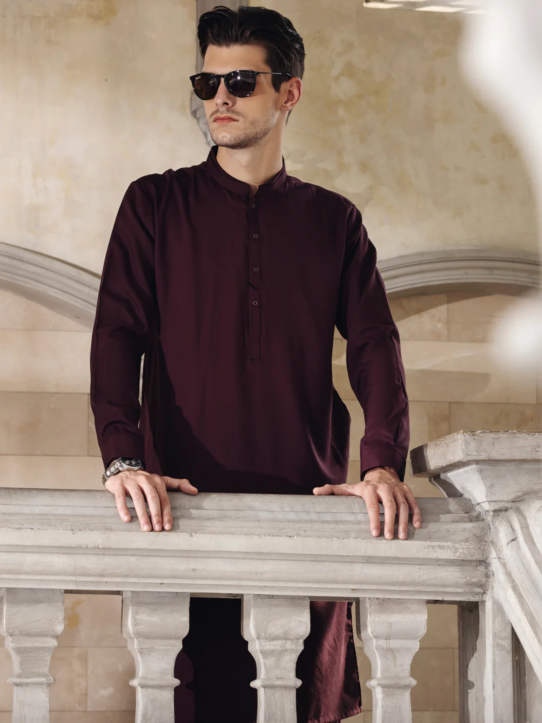 Maroon Kameez Shalwar - AL-KS-2679 - Image 4