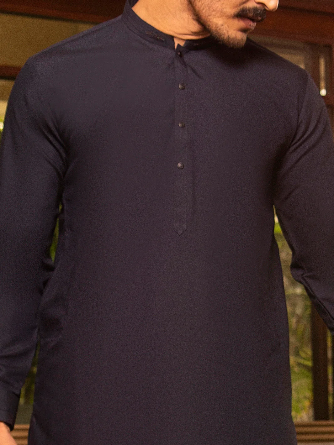 Dark Blue Blended Kurta Shalwar - AL-KS-2680 - Image 4
