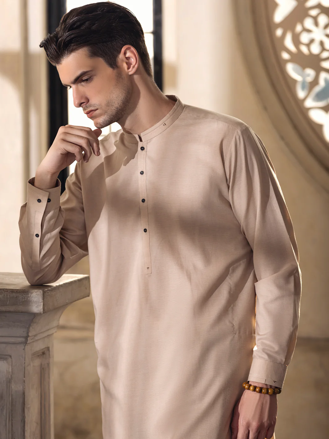 Fawn Kameez Shalwar - AL-KS-2684 - Image 3
