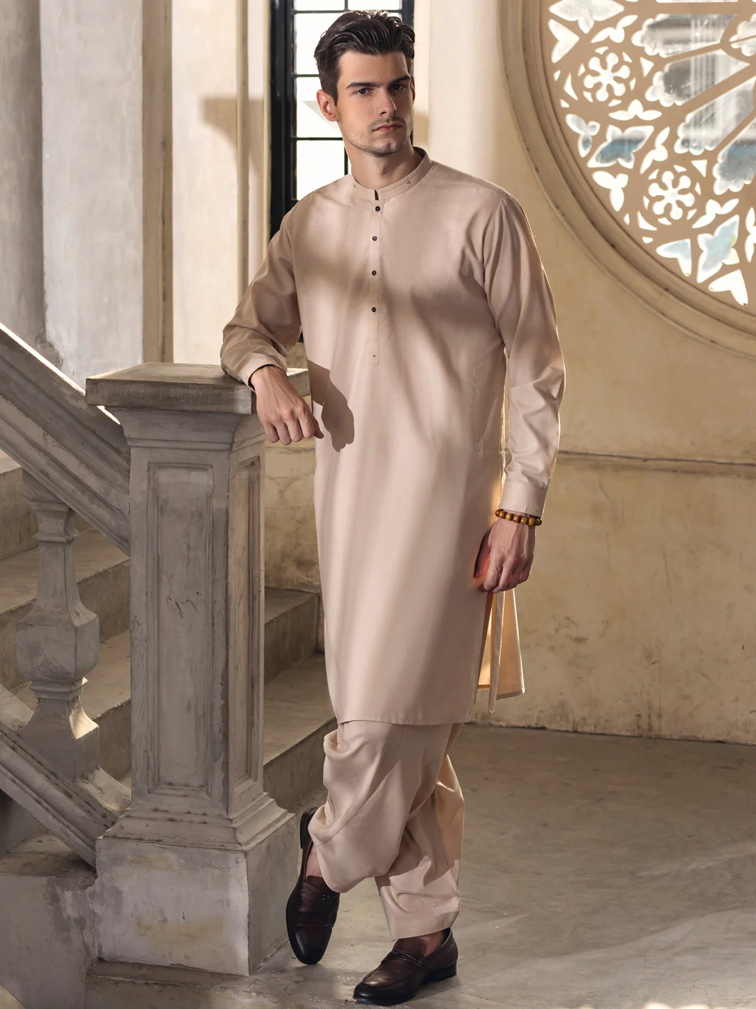 Fawn Kameez Shalwar - AL-KS-2684 - Image 4