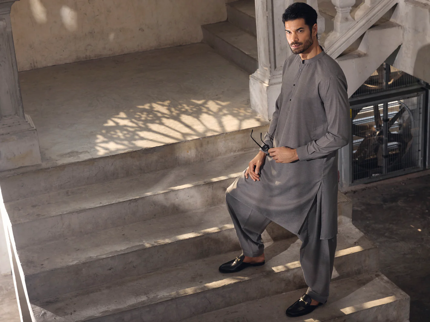 Grey Kameez Shalwar - AL-KS-2685 - Image 3
