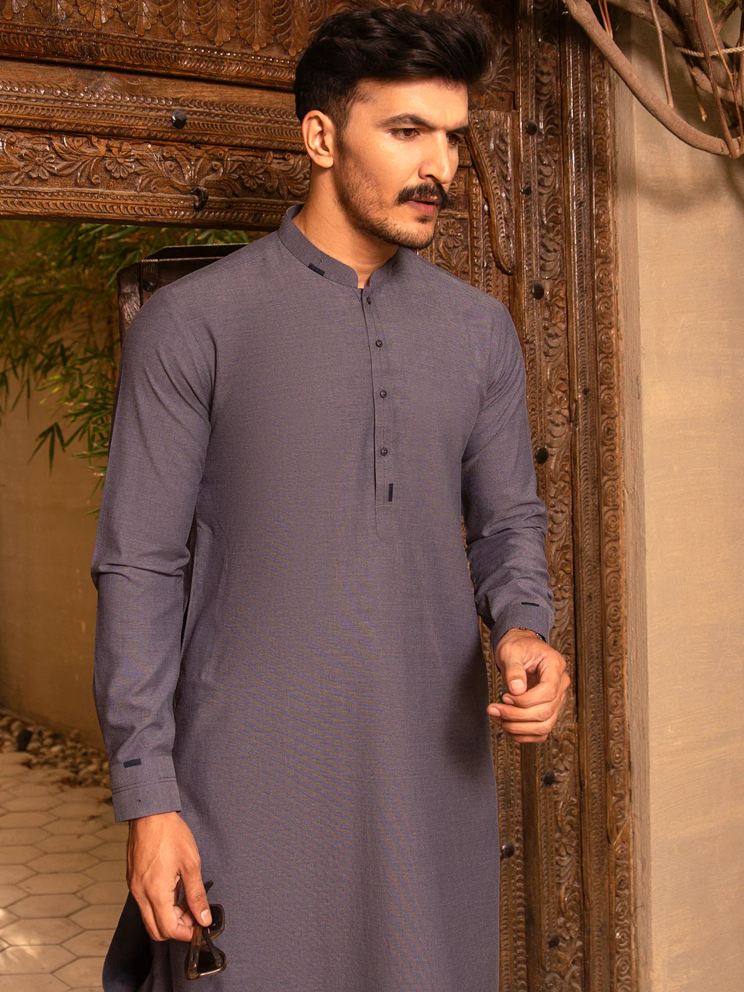 Blue Blended Kurta Shalwar - AL-KS-2689 - Image 3