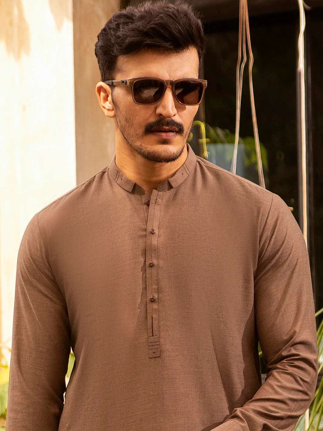 Brown Blended Kurta Shalwar - AL-KS-2690 - Image 2