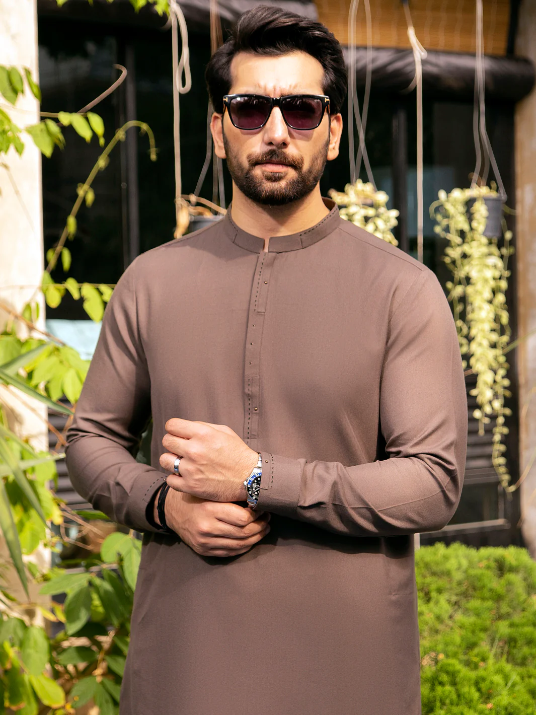 Brown Blended Kameez Shalwar - AL-KS-2700 - Image 2
