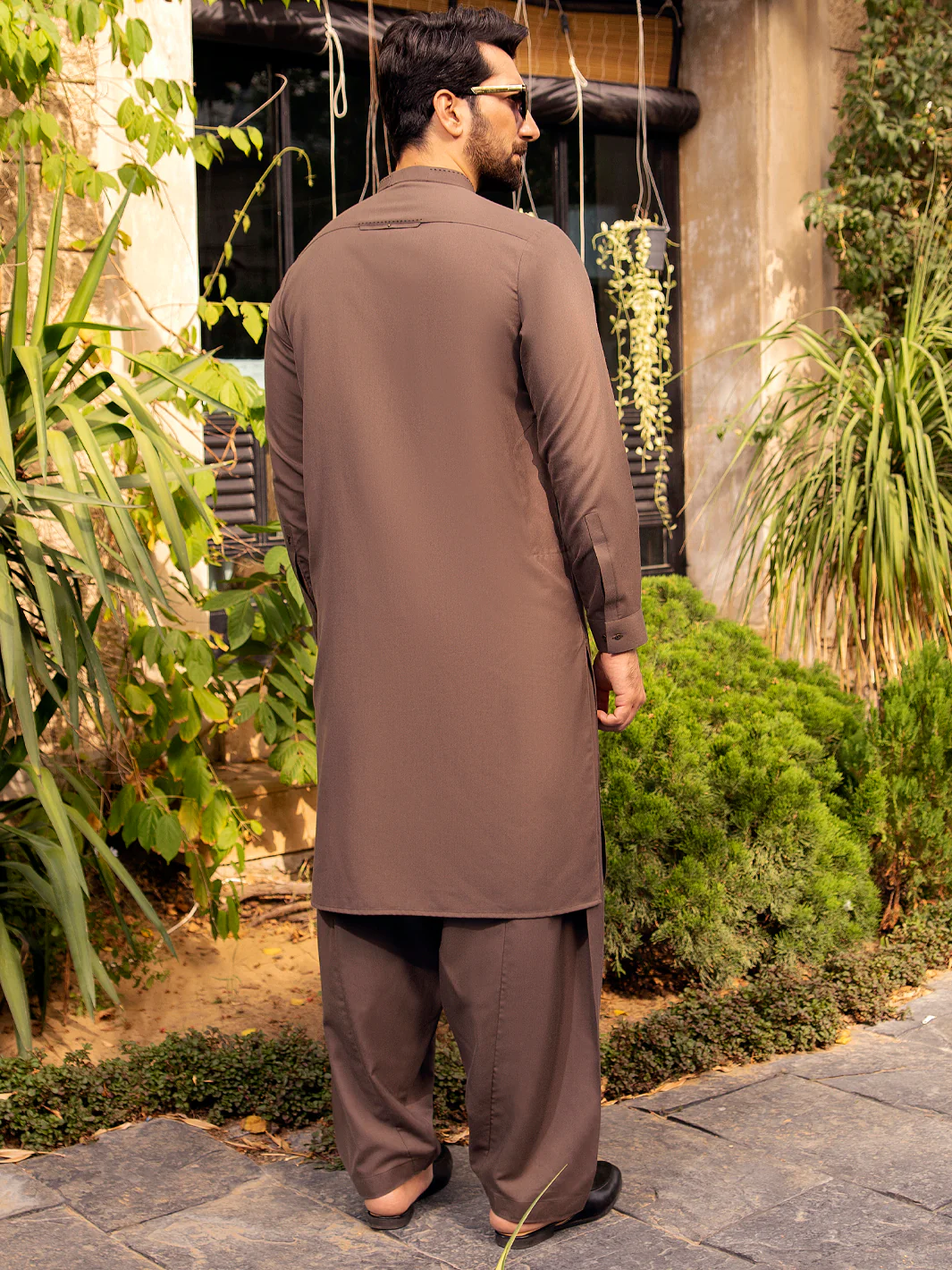 Brown Blended Kameez Shalwar - AL-KS-2700 - Image 4