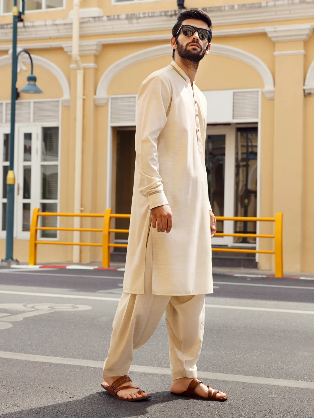 Cream Kurta Shalwar - AL-KS-2705 - Image 4