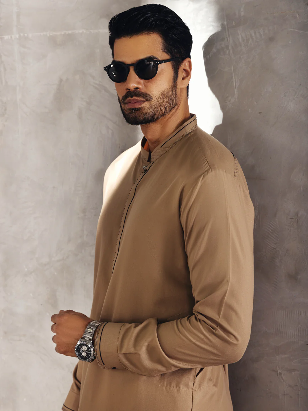 Khaki Kameez Shalwar - AL-KS-2711 - Image 5