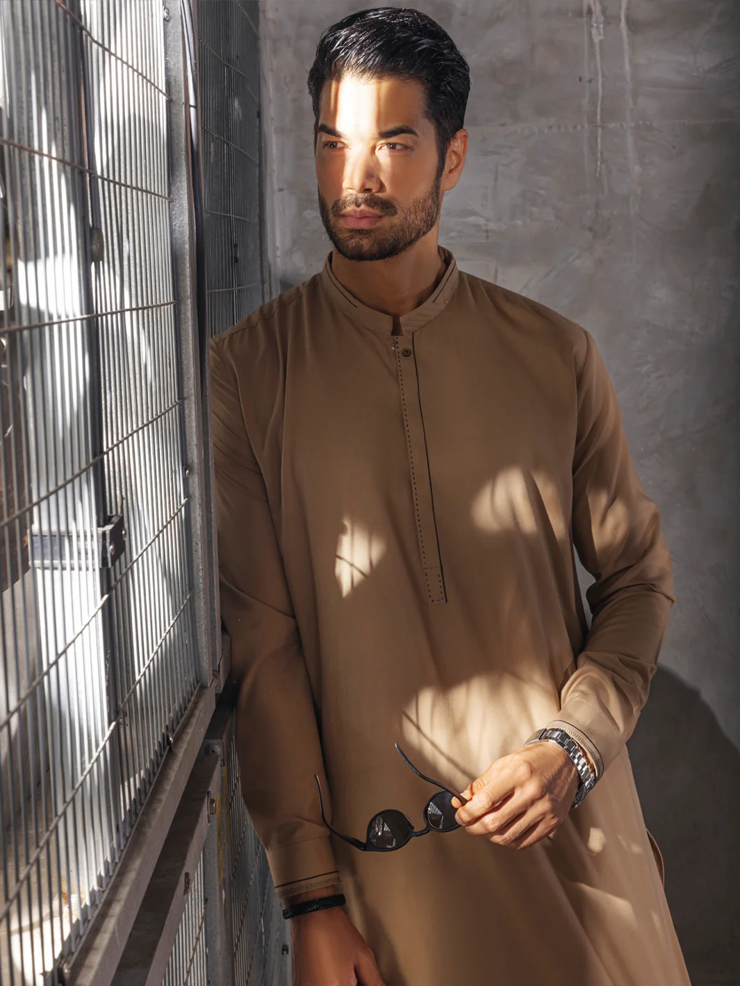 Khaki Kameez Shalwar - AL-KS-2711 - Image 6