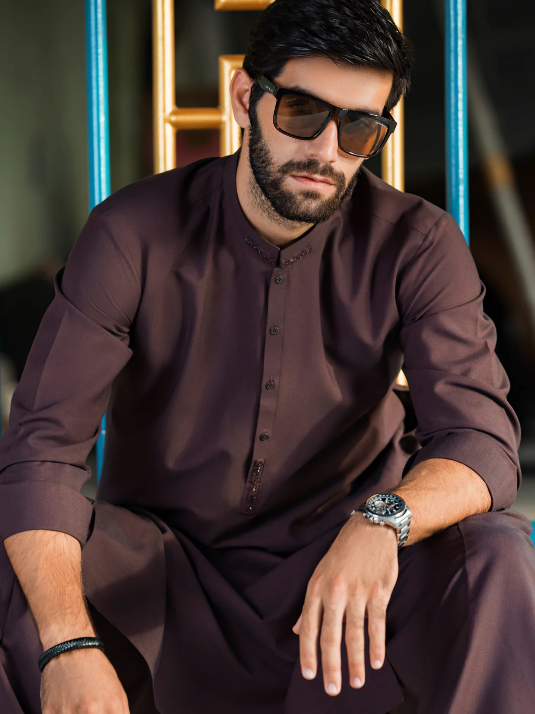 Burgundy Kurta Shalwar - AL-KS-2726 - Image 2