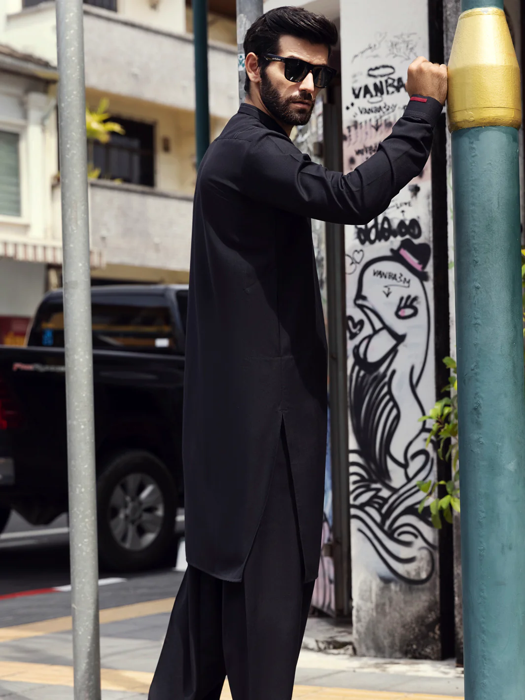 Black Kurta Shalwar - AL-KS-2735 - Image 3