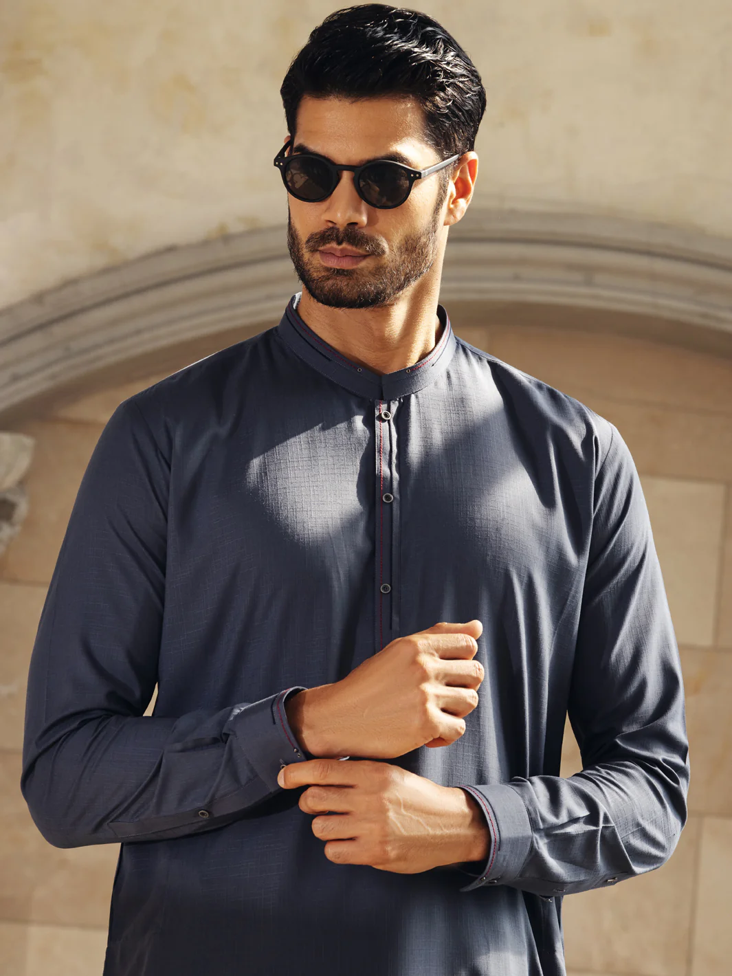 Grey Blended Kameez Shalwar -AL-KS-2738 - Image 3