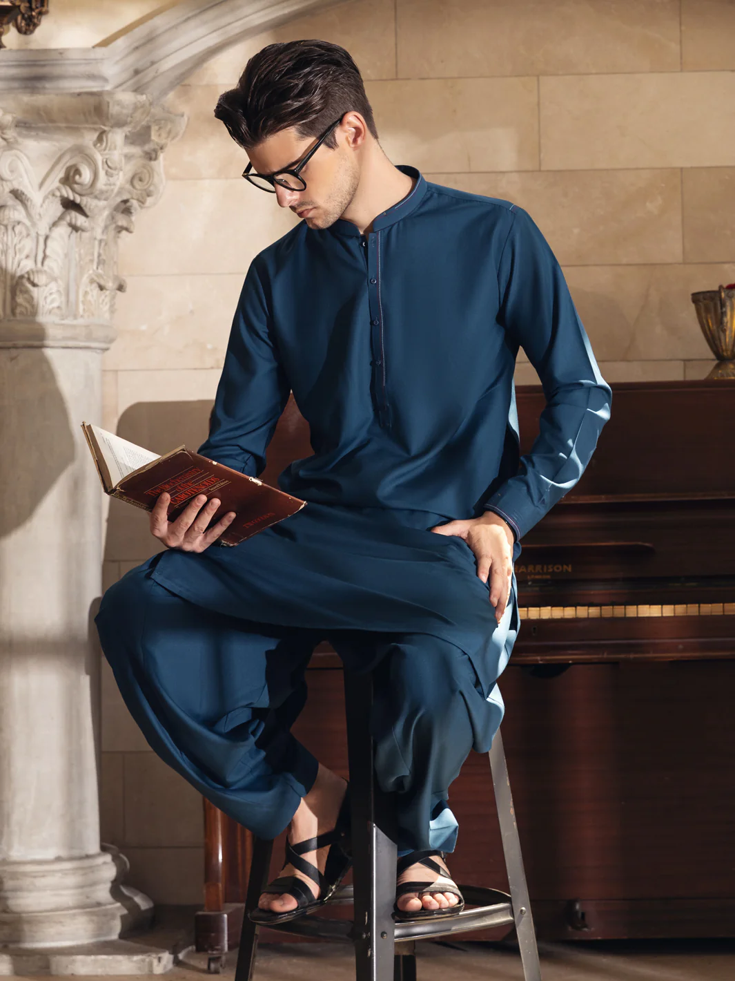 Blue Blended Kameez Shalwar -AL-KS-2739 - Image 2