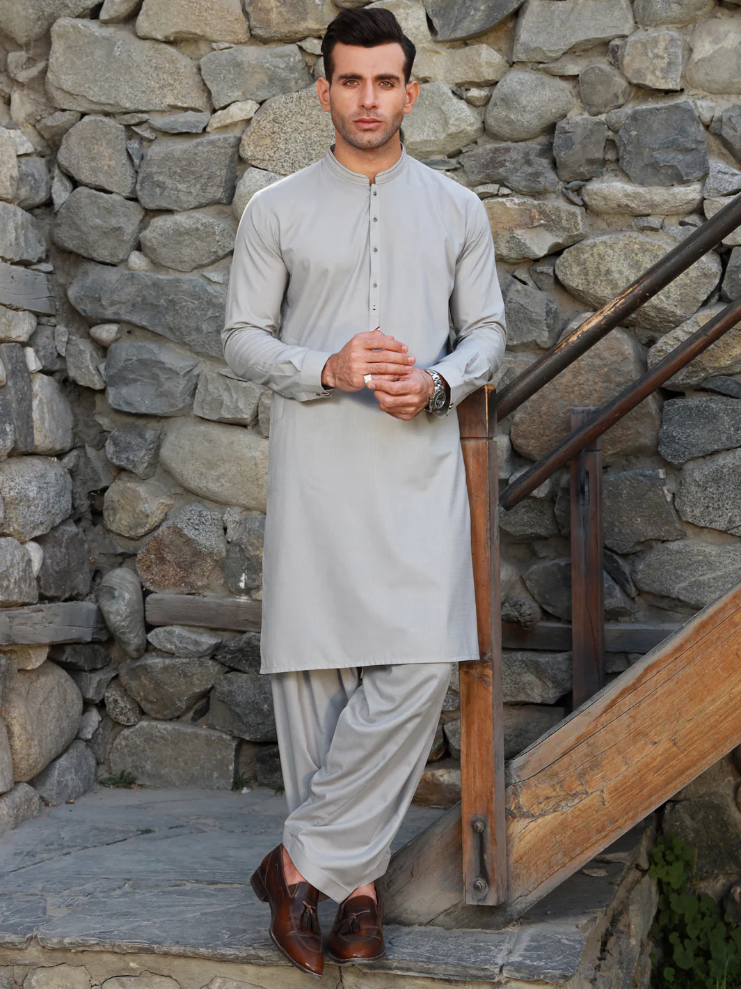 Light Grey Kameez Shalwar - AL-KS-2741 - Image 4