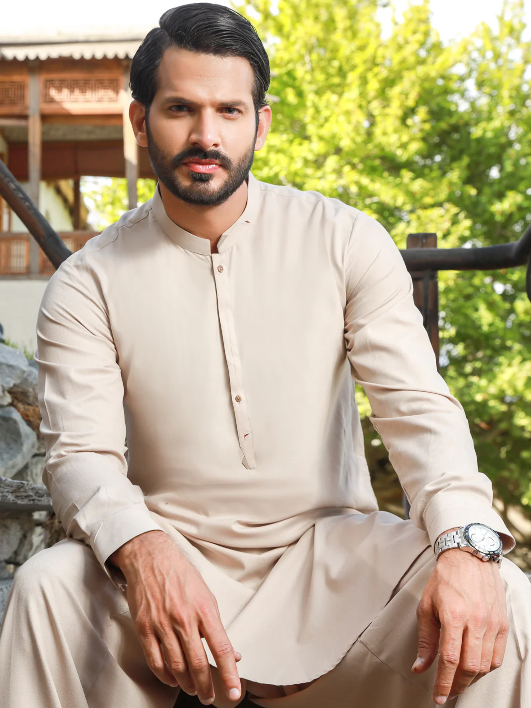 Beige Kameez Shalwar - AL-KS-2743A - Image 4