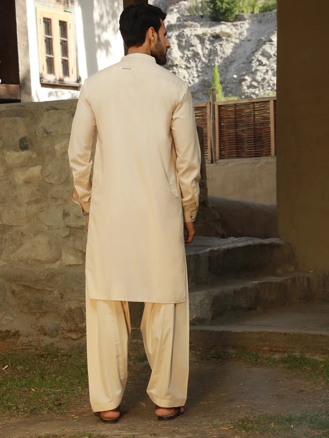 Cream Kameez Shalwar - AL-KS-2746 - Image 3