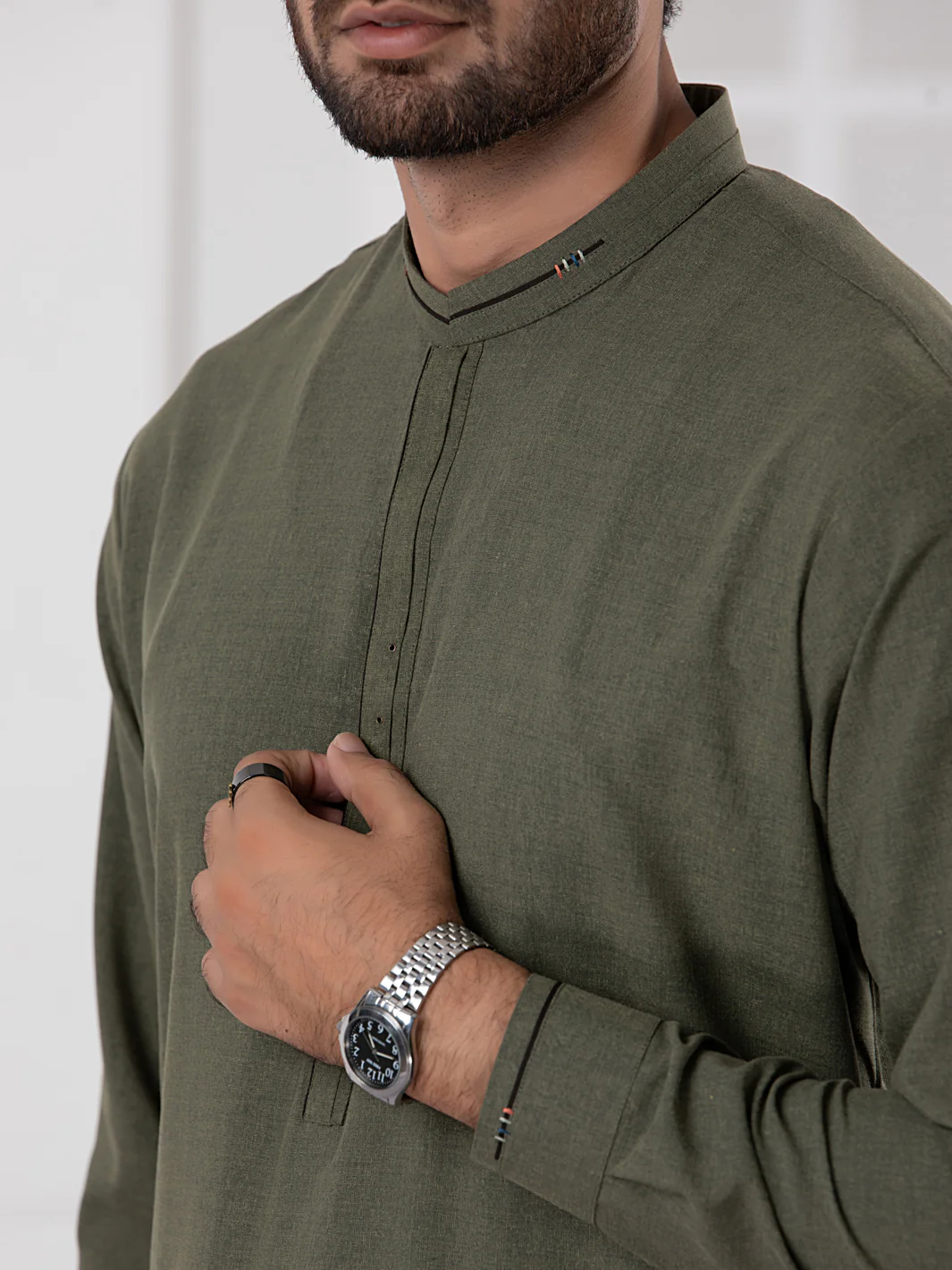 Green Kameez Shalwar - AL-KS-2749 - Image 3