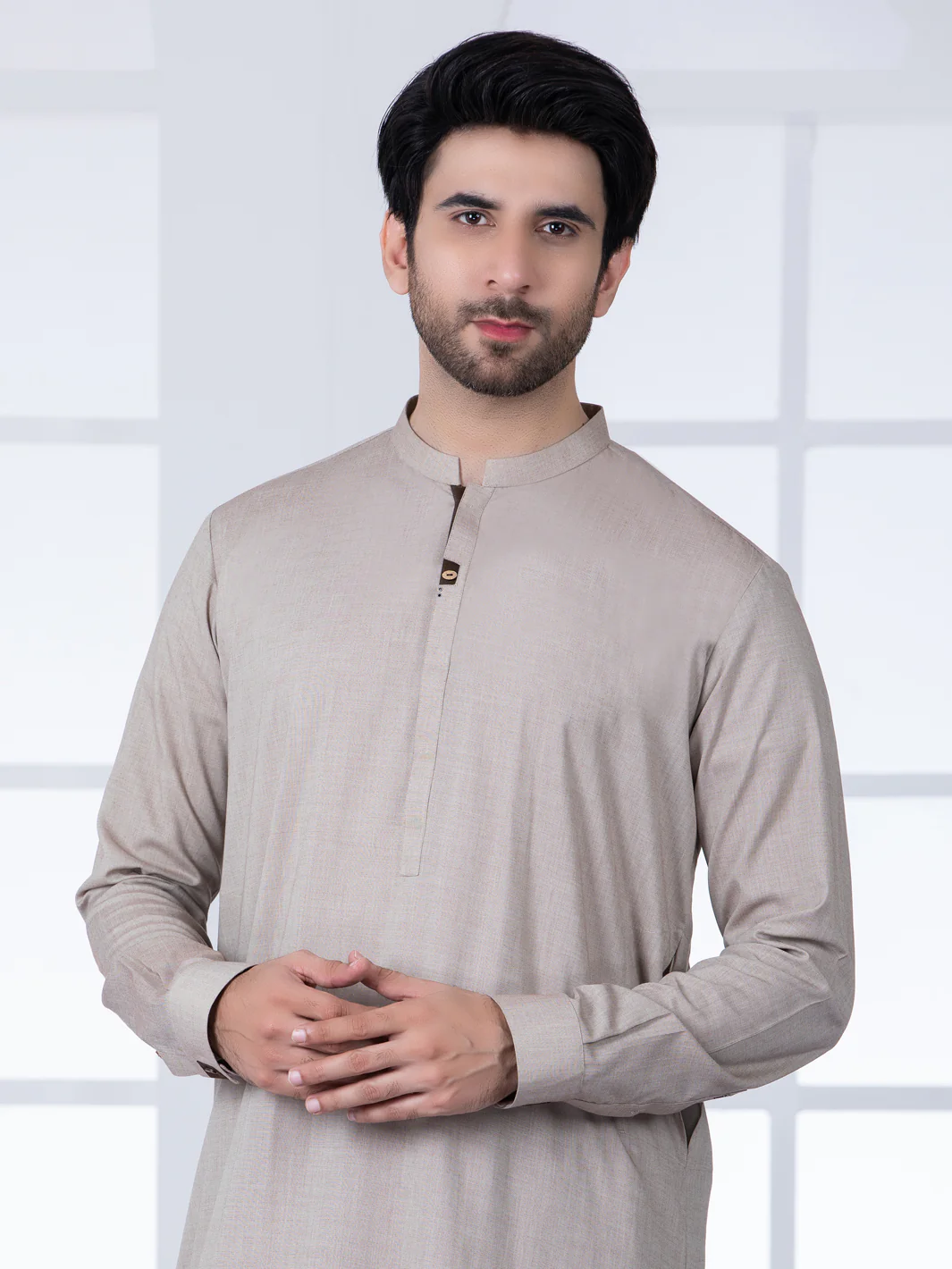 Beige Blended Kameez Shalwar - AL-KS-2753 - Image 3
