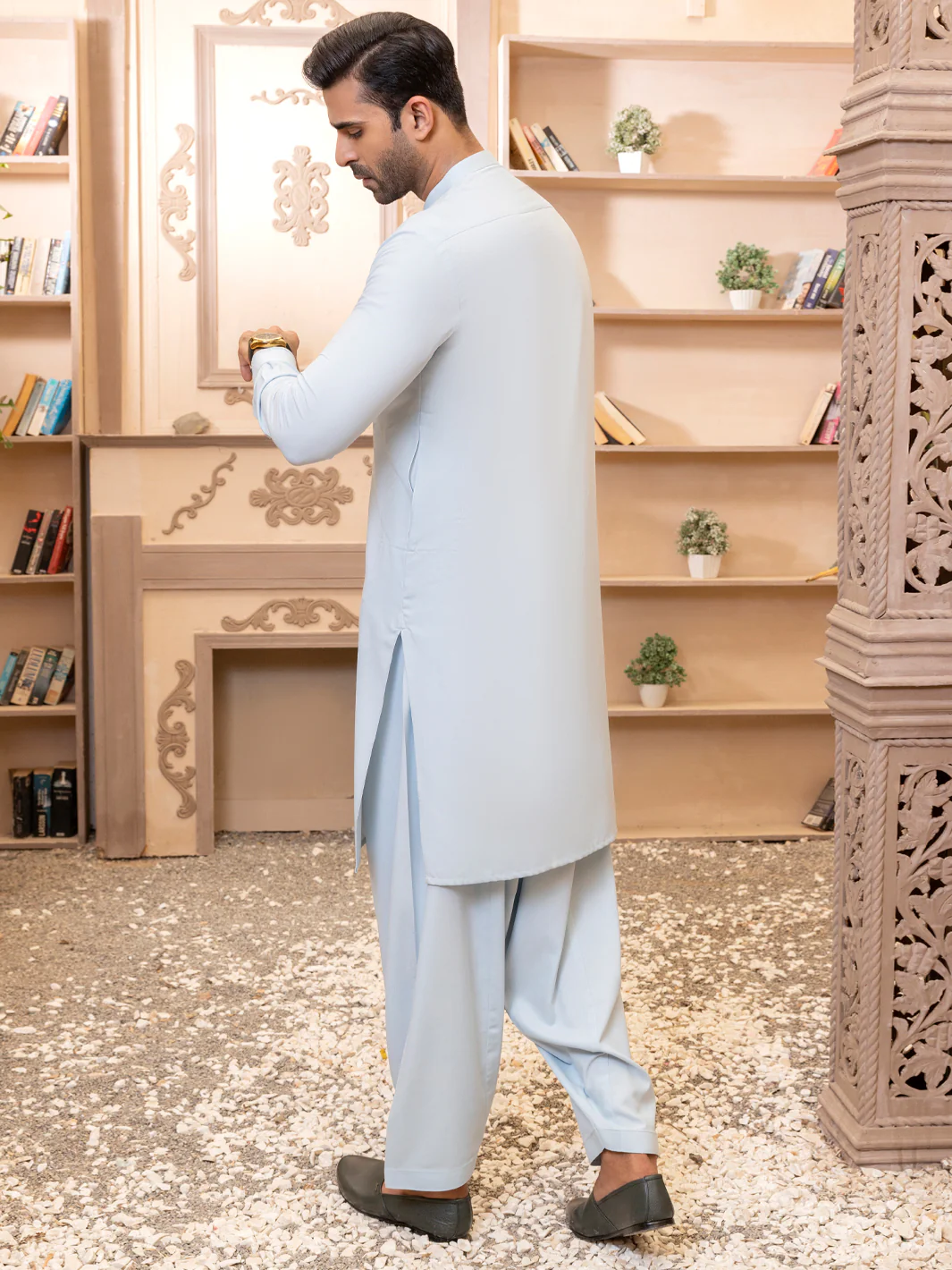 Light Blue Kameez Shalwar - AL-KS-2754 - Image 3