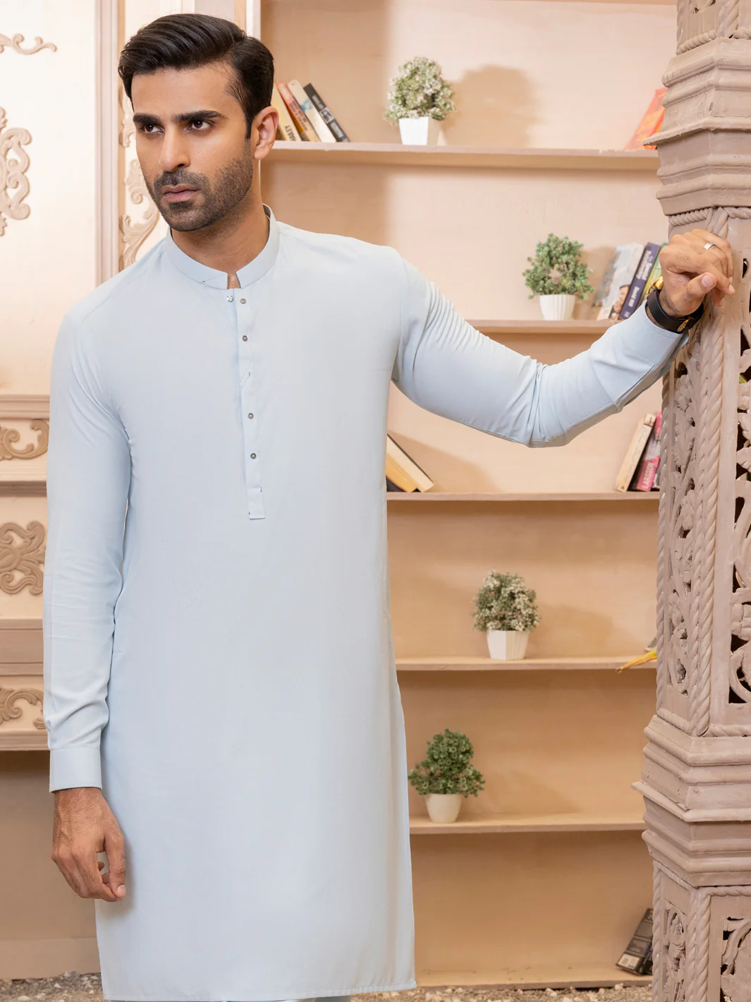 Light Blue Kameez Shalwar - AL-KS-2754 - Image 4