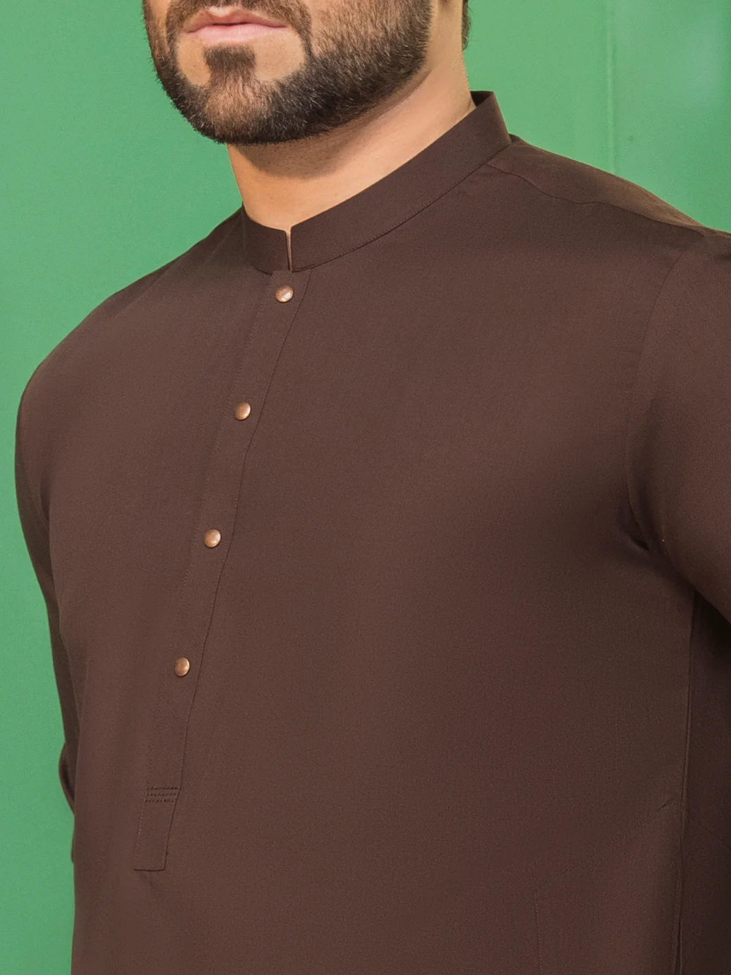 Brown Blended Kameez Shalwar -AL-KS-2755B - Image 5