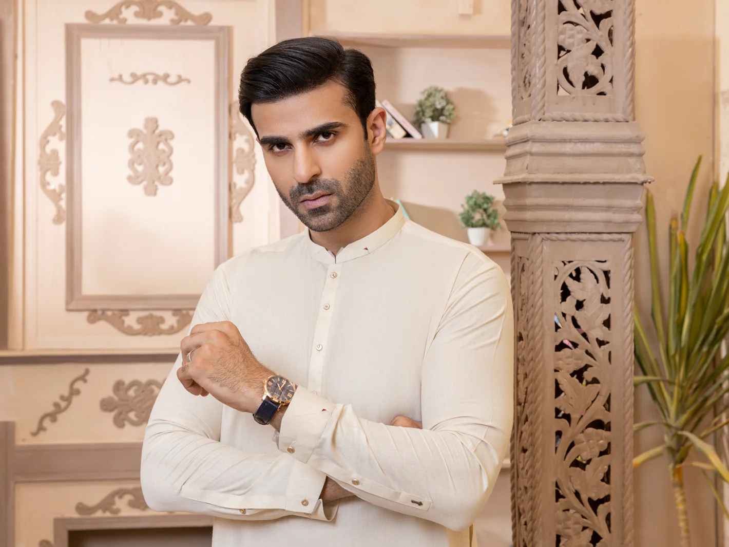 Cream Kameez Shalwar - AL-KS-2765 - Image 4