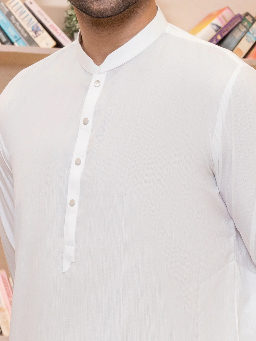 White Blended Kameez Shalwar - AL-KS-2767 - Image 2