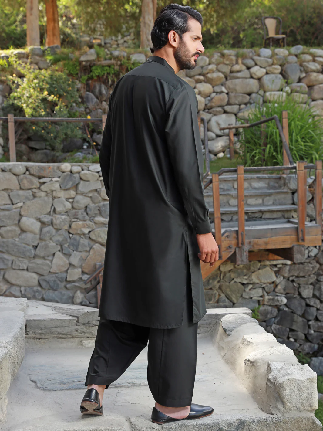 Black Kameez Shalwar - AL-KS-2770 - Image 3