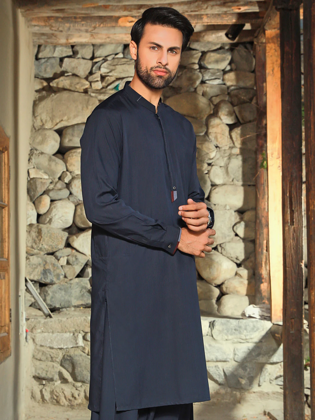 Navy Blue Kameez Shalwar - AL-KS-2774 - Image 3