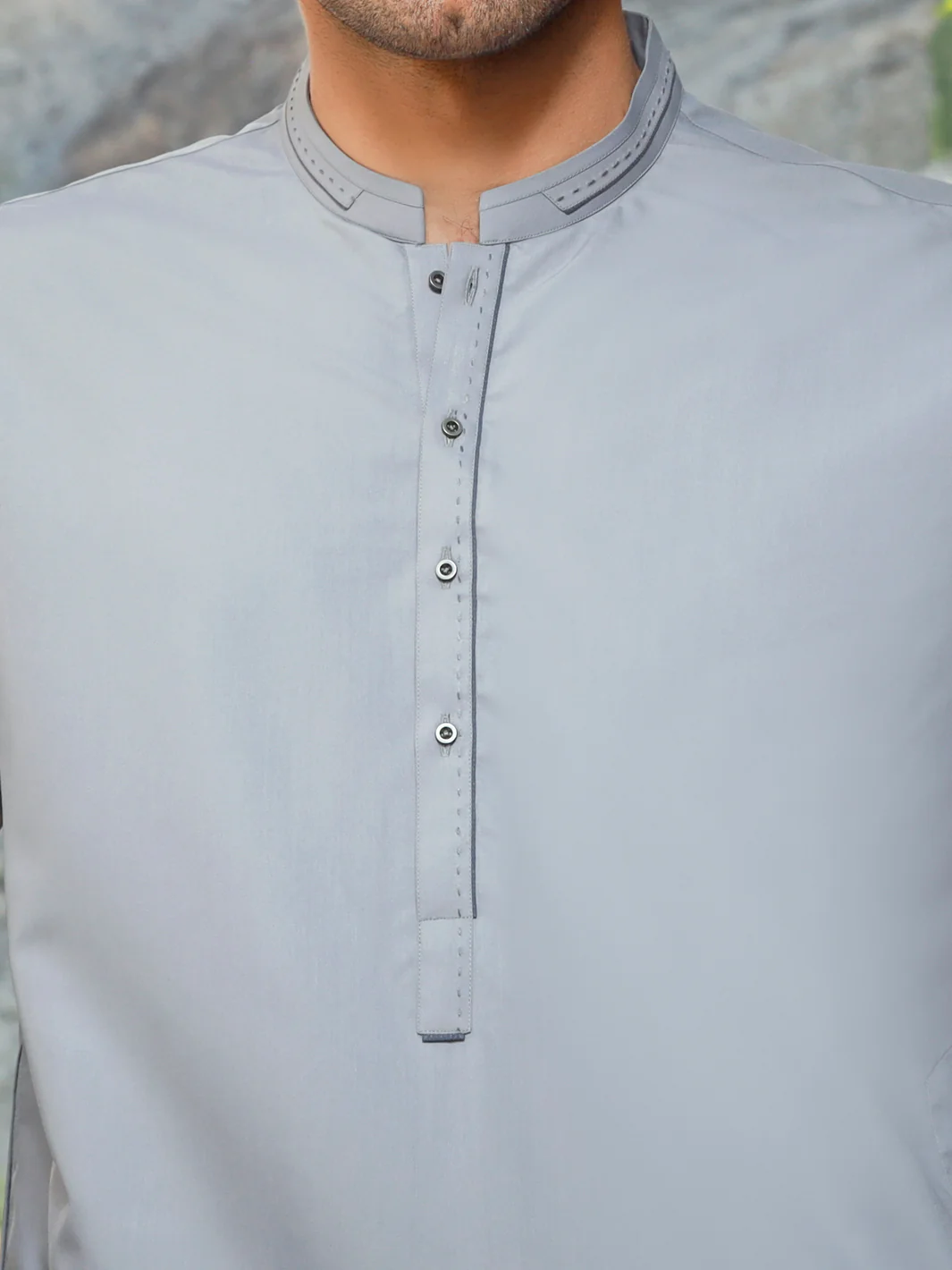 Grey Kameez Shalwar - AL-KS-2777 - Image 3