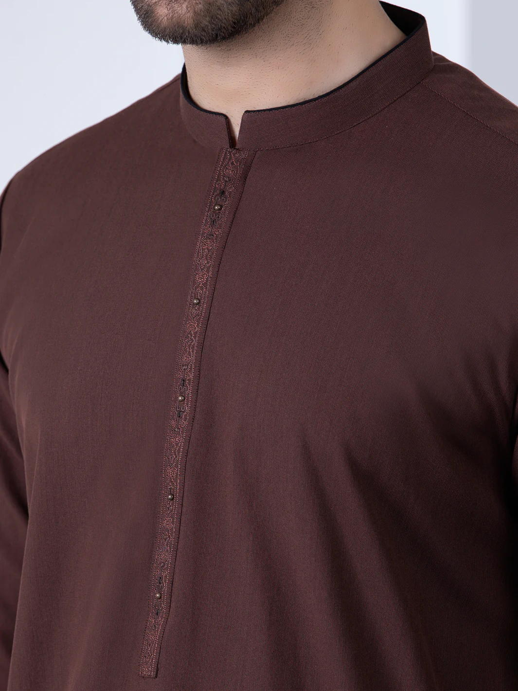 Brown Blended Kameez Shalwar - AL-KS-2778 - Image 2