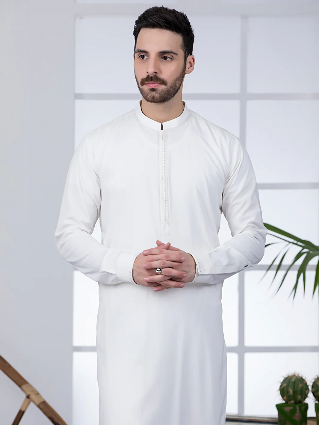 Off White Blended Kameez Shalwar - AL-KS-2780 - Image 3