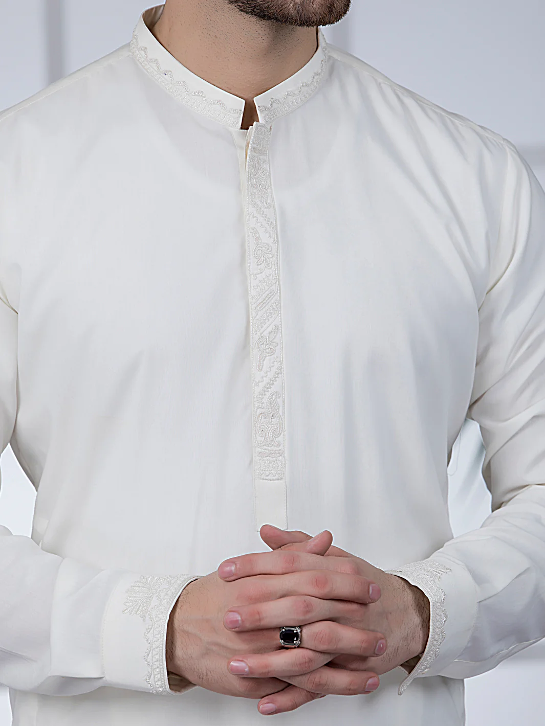Off White Blended Kameez Shalwar - AL-KS-2782 - Image 2